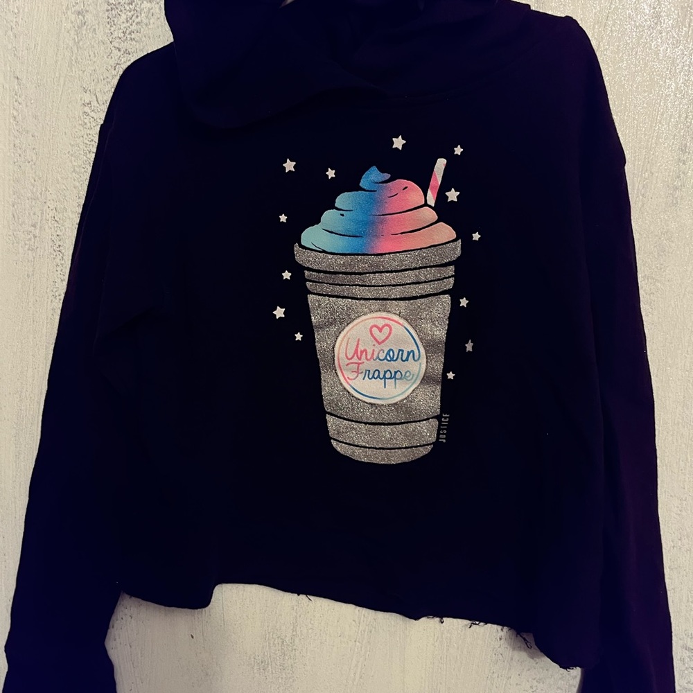 Black Unicorn Frappe Girls Justice Sweatshirt